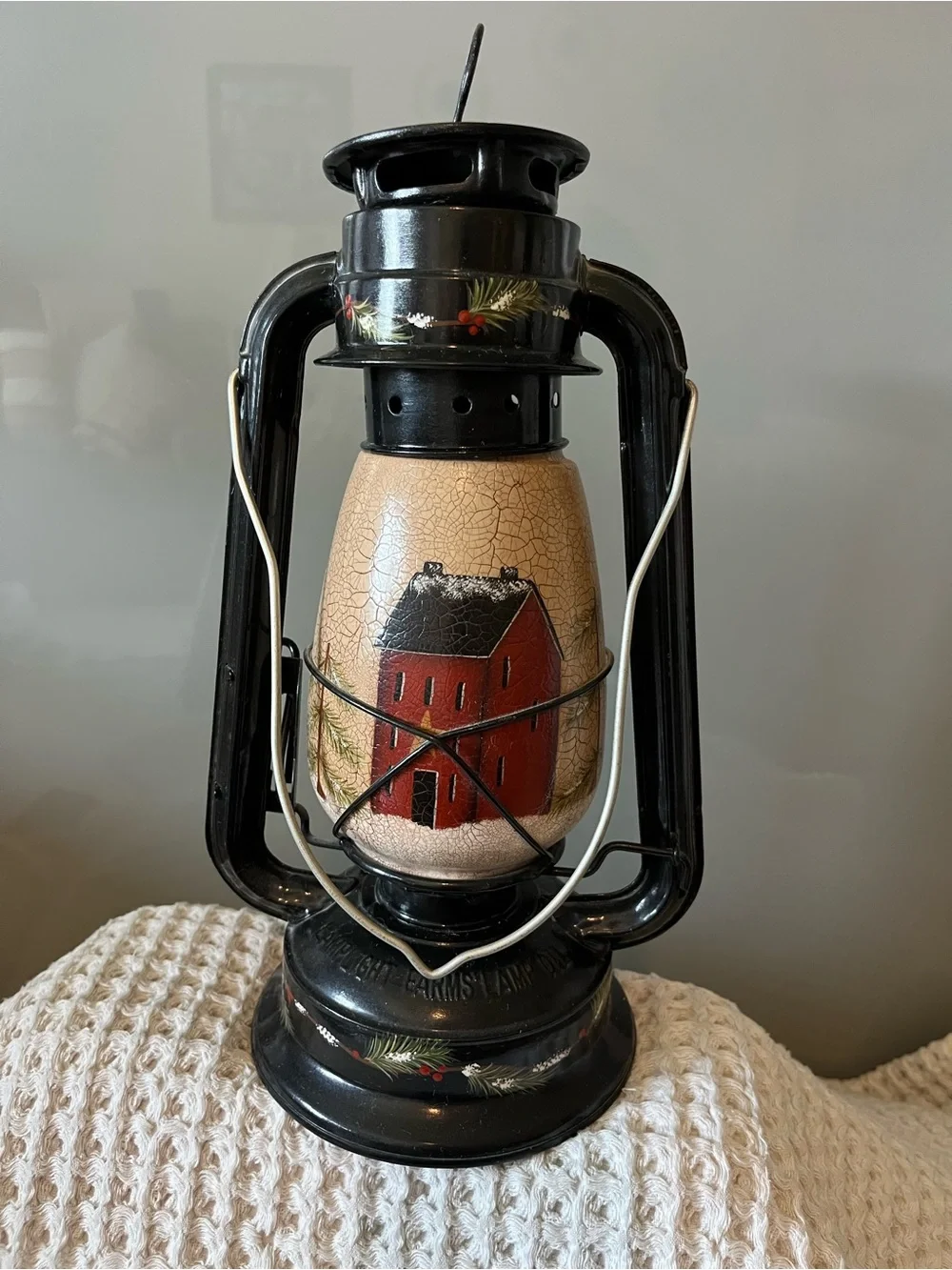 Vintage lamp, light farms, winter barn, oil lantern, and WOT 434